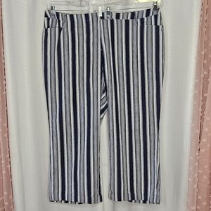 Lane Bryant blue & white stripe linen blend pants size 28 short